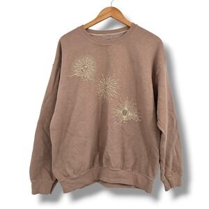 PS / LA Brown Celestial Sun Graphic Pullover Sweatshirt Womens Medium RN 090233